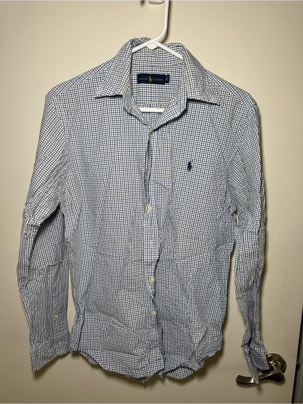 Ralph Lauren Navy and White Check Button-Up Shirt